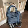 Bolsa jeans vintage única para mulheres, moderna para o trabalho e para o dia a dia, bolsa saco versátil, transversal e bolsa de mão tote