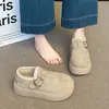 Botas de nieve slip-on de caña baja, zapatos de algodón, mocasines, nueva colección de invierno 2026, suela gruesa, forro de felpa, modernos, cálidos y zapatos estilo Birkenstock
