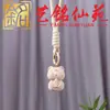 Gato de talla en madera de haya artesanía de madera gato lindo colgante de llavero cordón llavero regalo de juego cultural