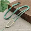 Colar Pingente Nó Concentrico Elegante Ajustável Colar de Ágata de Jade Pingente de Jade Corrente para Suéter Masculina e Feminina