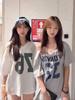 Playera de Hombro Descubierto Estampada de Media Manga con Hombros Inclinados, Color Puro, Súper Bonita Playera de Algodón Puro de Manga Corta para Mujer con Hombro Descubierto Estilo Chino