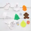 Kit de 4 peças Série de Natal Decoração de Bolo DIY Molde para Biscoito Embossado Molde de Corte para Biscoito Plástico com Mola