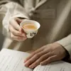 Caneca de Chá de Panda Fofa Pintada à Mão das Dinastias Tang e Song, Porcelana Branca de Argila de Jade Caneca de Chá Doméstica, Xícara Única para Conjunto de Chá Kung Fu