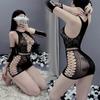 Lencería sexy seductora sexy de una pieza de malla ajustada falda tubo uniforme traje fuera-Perspectiva libre pijama 8136