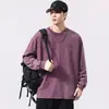 Camiseta de Manga Larga Lavada Vintage Pesada 320g Talla Grande para Hombre Xh 260, Top Retro Holgado de Moda con Copos de Nieve.