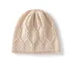 Gorro 100% cachemir puro, nuevo estilo otoño/invierno, versátil, cálido y protector de orejas, tejido a mano, color liso, trenzado de rombos