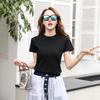 232 Camiseta de Manga Corta Camisa Base para Mujer Verano Blanca Ajustada Cuello Redondo Top con Verde Matcha Nuevo Trbottomy