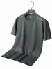 Nova Camiseta Casual Masculina de Seda Gelada Manga Curta Masculina Verão Malha Jovem Respirável Camisa Esportiva Secagem Rápida Transfronteiriça