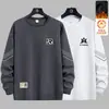 Sudadera para hombre 2025 otoño estilo americano holgada manga larga cuello redondo forrada de polar ropa deportiva pullover moderna chaqueta pesada versátil