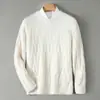 Chamarra gruesa 100% lana para hombre, con diseño de tejido trenzado, estilo abierto al frente, bolsillos, cuello en V, corte holgado, estilo casual, mezcla de cachemir, y proporciona calidez para otoño e invierno