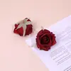 Flor artificial pequeno tamanho rosa encaracolada cabeça de flor flor de seda atacado cabeça de flor fazendo material de flor arranjo de flores com enfeites de cabelo rosa