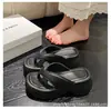 Chanclas de Eva con Suela Gruesa para Mujer, Patrón de Cuero Sintético, Calzado de Verano para Exterior, Nuevas Chanclas de Cuña 2025, Venta al por Mayor Transfronteriza