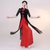 Roupas de Performance Clássica de Dança Chinesa Estilo Étnico Novas Roupas de Prática Divididas Roupas Longas Elegantes de Gaze para Mulheres Roupas de Performance de Dança