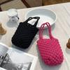 Amazon suministro transfronterizo hecho a mano bolsa tejida hueca bolsa de red de pesca bolsa de cubo bolso de mano para damas