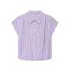 Atacado de roupas femininas transfronteiriças estilo europeu e americano verão novo moda versátil casual listrada manga curta camisa versátil top