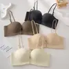 Sujetador Strapless con Cierre Frontal Transfronterizo para Pechos Pequeños, Efecto Realzador y Agrandador, Anticaída, Antideslizante, Desmontable, Sujetador de Doble Uso