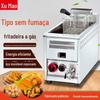 Fritadeira a gás Xumao XM-71A de luxo, cilindro único, tela única, controle de temperatura, barra horizontal com válvula de drenagem de óleo, sem fumaça