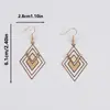 Pendientes Huecos de Forma de Diamante Nuevos Transfronterizos, Pendientes Elegantes Exquisitos y de Moda de Lujo Accesible con Montura Cuadrada