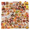 100 piezas de pavo de Acción de Gracias, maíz, calabaza, pegatinas impermeables para graffiti, pegatinas transfronterizas de bricolaje para refrigerador, equipaje, fiestas