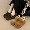 Botas de nieve de suela gruesa para mujer 2026 nuevo estilo invierno más terciopelo cálido otoño e invierno Noreste Birkenstock zapatos de algodón para aumentar altura zapatos de pan