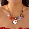 Collar de Joyería Navideña Transfronteriza Europeo y Americano Copo de Nieve Alce Muñeco de Nieve Árbol de Navidad Collar con Múltiples Colgantes Joyería para Mujeres