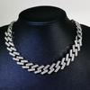 Europa y Estados Unidos nuevo collar para hombre de aleación con costuras de diamante de 15 mm con diamantes, marca de moda, genial, cruzado, hip-hop, cadena cubana