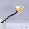 Estilo Nacional Madeira Elegante Grampo de Cabelo Estilo Antigo Grampo de Cabelo Hanfu Jardim de Osmanthus Gardênia Flor de Ameixa Disco Borboleta Acessório de Cabeça Franja Lateral