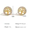 Brincos Geométricos Versáteis Estilo Europeu e Americano Ouro 18K Real Cruz Árvore da Vida Flor Brilhantes com Diamantes para Mulheres Joias de Orelha Completamente com Diamantes