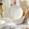 Yue Ruyan Prato Fundo Cerâmico Estilo Japonês Prato de Louça Doméstico 2025 Novo Prato para Saltear Prato de Jantar Pratos Conjunto de Louça