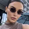 Óculos de Sol Sem Aro com Strass em Estoque na Fábrica, Óculos de Sol com Armação Oval Estilo Europeu e Americano, Óculos Decorativos da Moda, Atacado Transfronteiriço