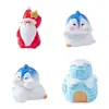 Nuevo producto transfronterizo: adorables figuras de Santa Claus y pingüinos para paisajes en miniatura, decoraciones DIY, accesorios para bolas de cristal y pequeños adornos
