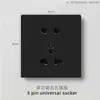 Enchufe de Interruptor Esmerilado Estándar Británico de Exportación Negro, Un Interruptor Enchufe Multifuncional de Cinco Agujeros USB Estilo Europeo Interruptor de 25A
