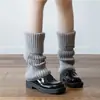 Polainas de Punto Blancas Adelgazantes Versátiles de Longitud Media Estilo JK Japonés Polainas Apilables de Moda