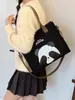 Bolsa Tote de Lona de Grande Capacidade Bolsa de Mão para Estudante Bolsa de Ombro com Estampa de Panda Fofo Bolsa Casual Feminina