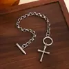 Moda Europea y Americana Transfronteriza Nuevo Hebilla de Cruz Acero Inoxidable Cadena Pulsera Apilada de Tres Capas Joyería para Mujer Venta al por Mayor
