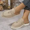 Chinelos 2025 Primavera Novo Feminino Baotou Meio Chinelo Para Usar Fora Mule Sapato Preguiçoso Meio Chinelo Casual