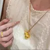 Collar con colgante de calabaza de oro antiguo estilo Wang Jiaer, estilo chino nuevo, cadena ajustable para suéter con colgante de calabaza Fulu