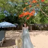 Vestido camisola sem mangas estilo férias para mulheres, novo vestido longo elegante cor menta plissado emagrecedor para a beira-mar