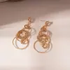 Pendientes Colgantes Redondos Huecos de Punto de Aguja de Plata Transfronterizos Europeos y Americanos Pendientes de Lujo Accesible Pendientes de Gama Alta Pendientes de Diseño de Nicho