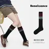 Calcetines Originales Renacimiento para Mujer Rayas de Bloques de Color Estilo Casual Versátiles Adelgazantes para Piernas Calcetines Largos Calcetines con Volantes en la Pantorrilla
