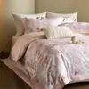 Funda de edredón de algodón puro de alta gama europea para todas las estaciones, sábana bajera de algodón completo, amigable con la piel, satén, para dormir sin ropa, algodón de fibra larga, algodón australiano, juego de cuatro piezas