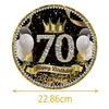 Festa de Aniversário Série Ouro Negro 70ª Garfo e Colher Prato de Jantar Conjunto Suprimentos para Louças Diário Festival Casamento Louças de Mesa para Casamento