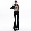 Jeans Micro-lar Retro Estilo Americano Gris Humo para Mujer Modernos Combinan con Todo Nuevo Cintura Alta Ajustados Acampanados