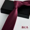 Corbata de hombre estilo coreano estrecha de 6 cm hilo monocromático ocio delgada rojo vino rendimiento en grandes cantidades en stock