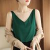 Camisola Popular Transfronteriza para Mujer, Cuello Redondo, Color Sólido, Manga Corta, Corte Holgado, Camiseta Básica Adelgazante, Top sin Mangas para Verano
