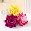 Cabeça de Flor Rosa Artificial de Veludo 10cm Tecido de Seda Flor Artificial Corsage de Casamento Decoração de Borda Enrolada Flor Falsa Atacado do Fabricante