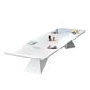 Mesa de conferencias pintada de blanco, mesa grande para reuniones, larga, moderna y sencilla, para oficina, mesa de negociación y silla combinadas.