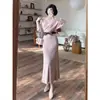Elegante y estiloso vestido de punto para mujer, nuevo estilo de otoño, vestido sexy ajustado con vestido interior