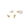 Colgante de Corazón, Estrella de Cinco Puntas, Trébol y Corona Chapado en Oro Blanco de 14K con Circonia Incrustada y Soporte para Pin de Perla Accesorios Hechos a Mano para DIY