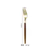 Acero Inoxidable 304 Vajilla para Comida Occidental Portuguesa Vajilla con Textura de Madera Japonesa Cuchillo, Tenedor y Cuchara con Mango de Imitación Madera Juego de Vajilla